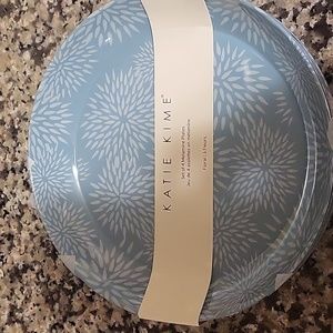 Set of 4 9" turquoise melamine plates by Katie Kime